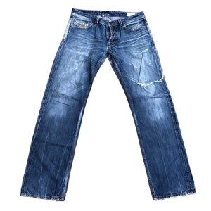 Rare Trashed Diesel Jeans Size 34 LARKEE RIPPED DENIM